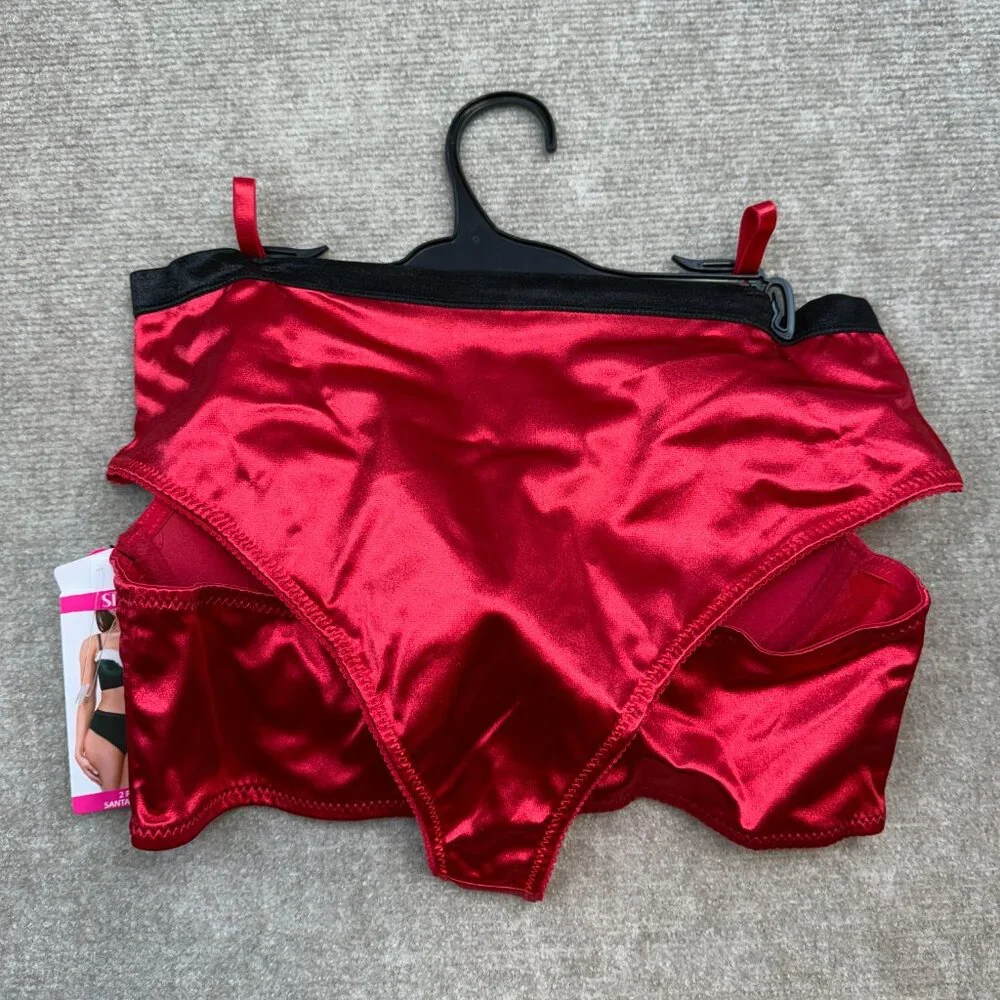 NWT Spree Intimates Women's M-XL Tango Red 2 Piece Santa Bra Set, Push Up